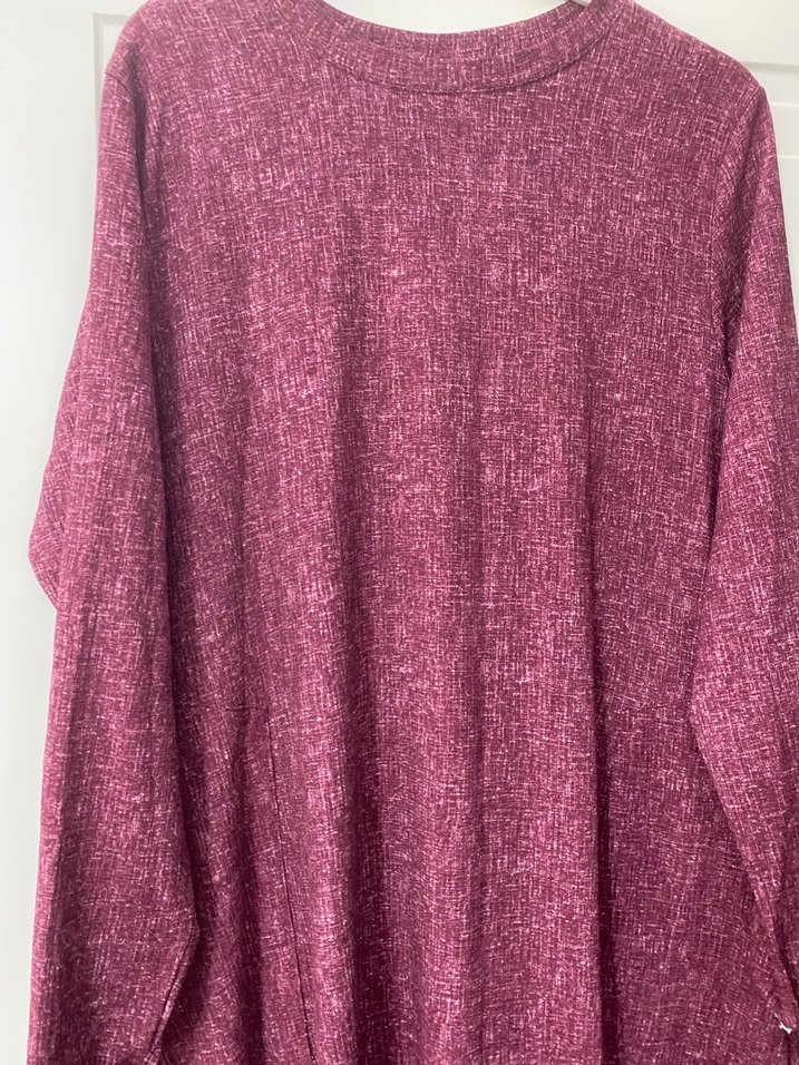 Bordo Uzun Kollu Kadın Keten Tunik - Görsel 2