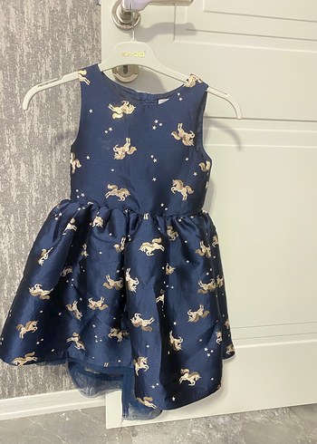 Kız Çocuk Mavi Baskılı Kolsuz Elbise - Görsel 2