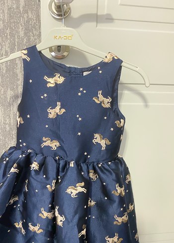 Kız Çocuk Mavi Baskılı Kolsuz Elbise - Görsel 3