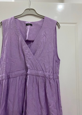 Kadın Lila Keten Uzun Pilili Elbise - Görsel 4