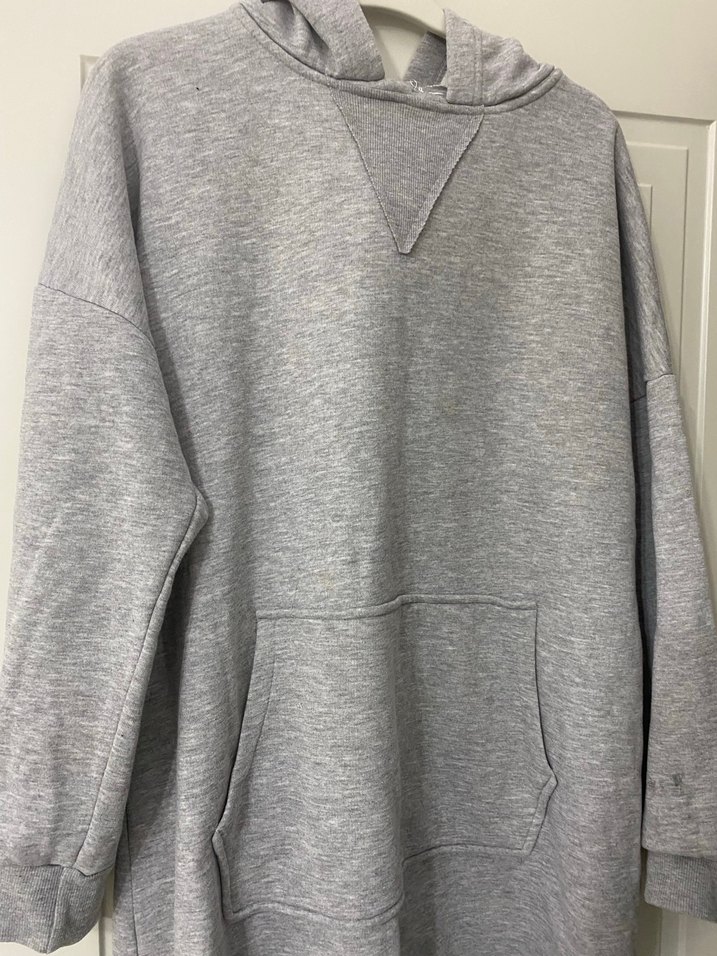 Gri Kadın Sweatshirt Midi Boy Rahat Kesim - Görsel 2