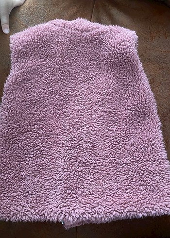 Kız Çocuk Pembe Kürklü Nakışlı Yelek - Görsel 4