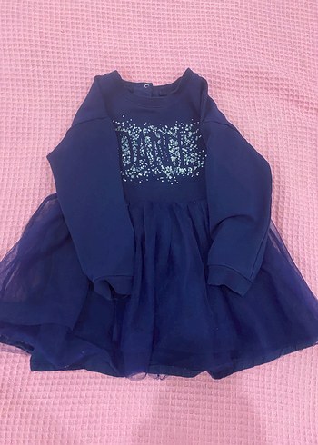 Kız Çocuk Lacivert Uzun Kollu Fırfırlı Elbise - Görsel 2