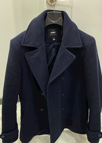 Erkek Lacivert Düğmeli Midi Kaban - Görsel 4