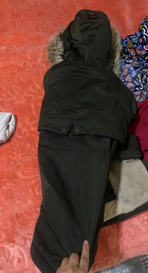 Gri, Kürklü, Midi Boy Kadın Mont - Görsel 3