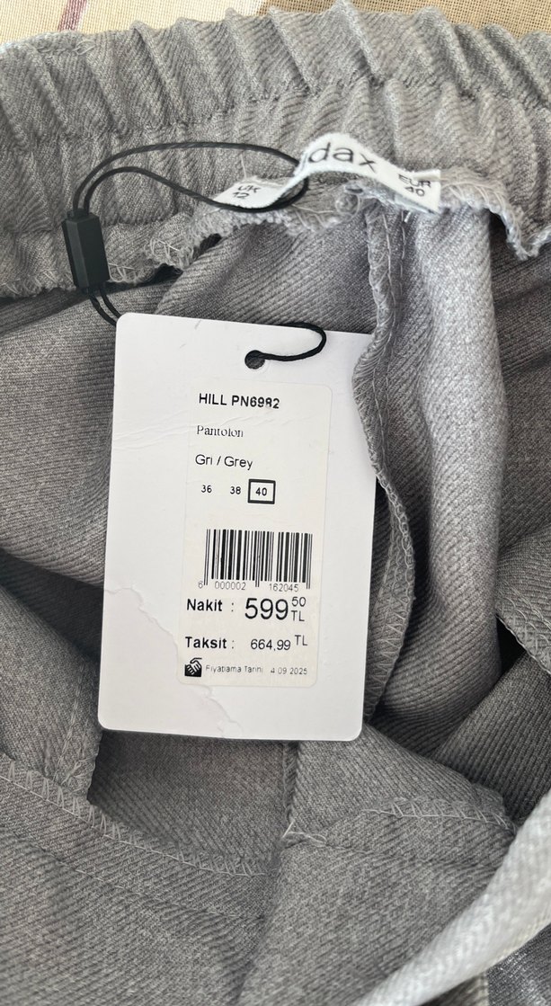 Gri Keten Midi Kadın Pantolon - Görsel 3