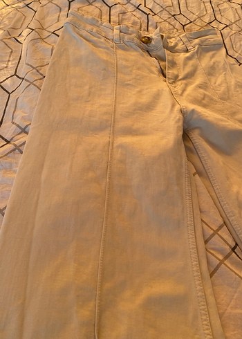 Bej Kadın Keten Pilili Bohem Pantolon - Görsel 2