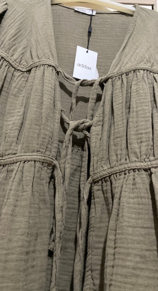 Kemerli Kısa Kesim Bohem Keten Bluz - Görsel 2