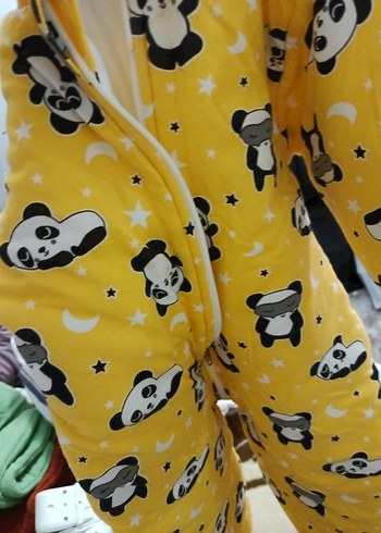 Sarı Panda Desenli Çocuk Polar Uyku Tulumu - Görsel 4