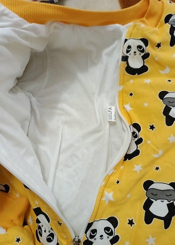 Sarı Panda Desenli Çocuk Polar Uyku Tulumu - Görsel 3
