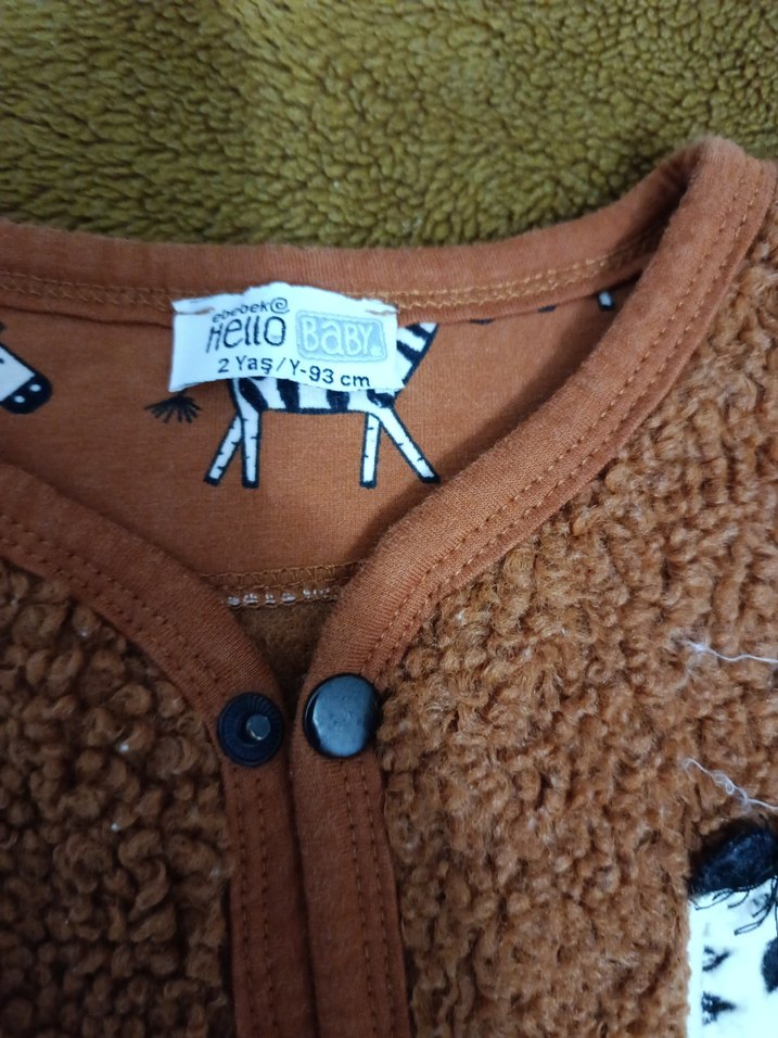 Düğmeli Uzun Kollu Kahverengi Bebek Tulumu - Görsel 2