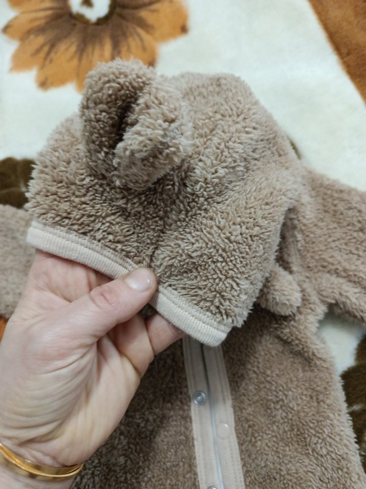 Kürklü Kahverengi Bebek Tulumu - Görsel 2