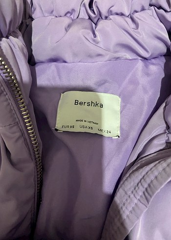 Bershka Mor Kadın Puff Mont, Yüksek Yaka, Günlük