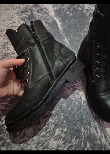 Siyah Deri Goth Stiletto Topuklu Botlar - Görsel 3