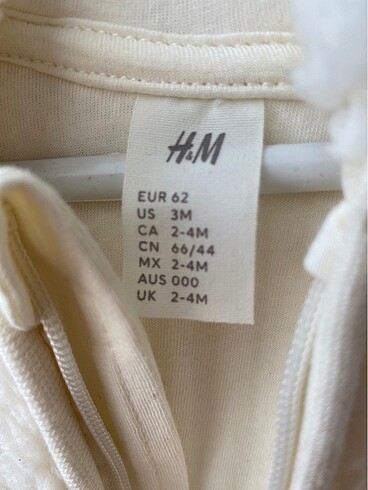 3 Ay Beden beyaz Renk H&M Bebek Ayıcık Tulum