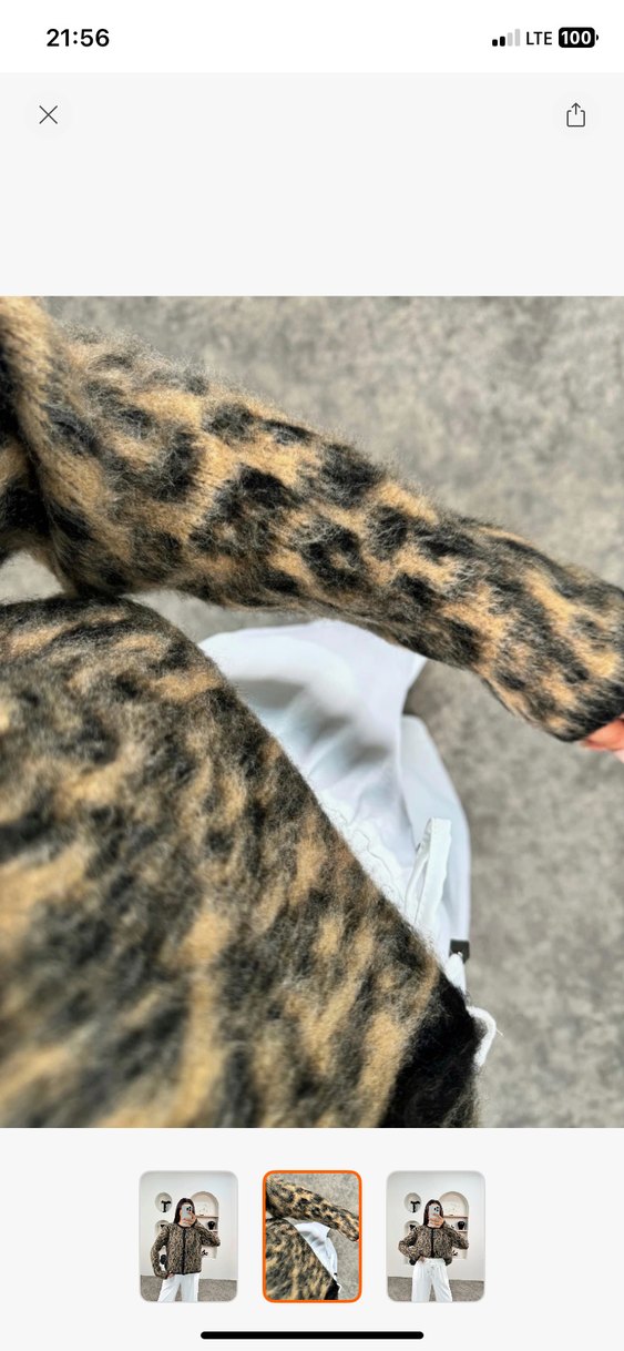 Kahverengi Leopar Desenli Kısa Hırka - Görsel 3