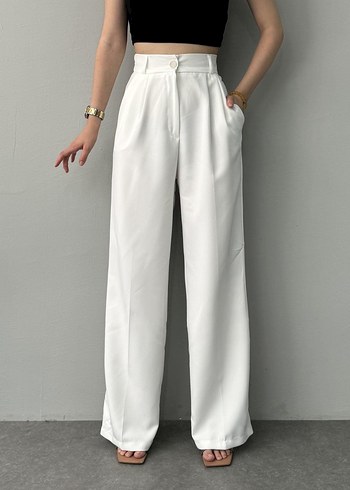 Beyaz Kadın Kumaş Pantolon - Görsel 3
