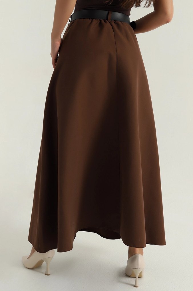 Kemerli Kahverengi  Uzun Etek - Görsel 4