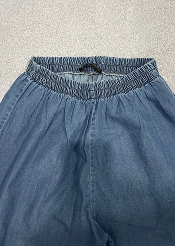 Kadın Geniş Kesim Midi Denim Pantolon - Görsel 2