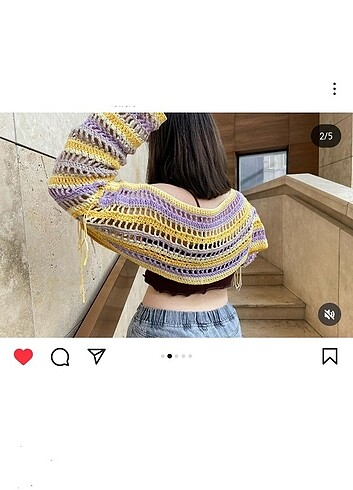 Diğer Örgü fileli düşük omuz Crop, tığ model