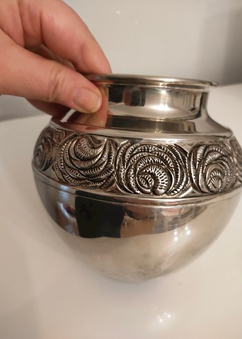 Sntika Gümüş çiçek Desenli Vazo - Görsel 2