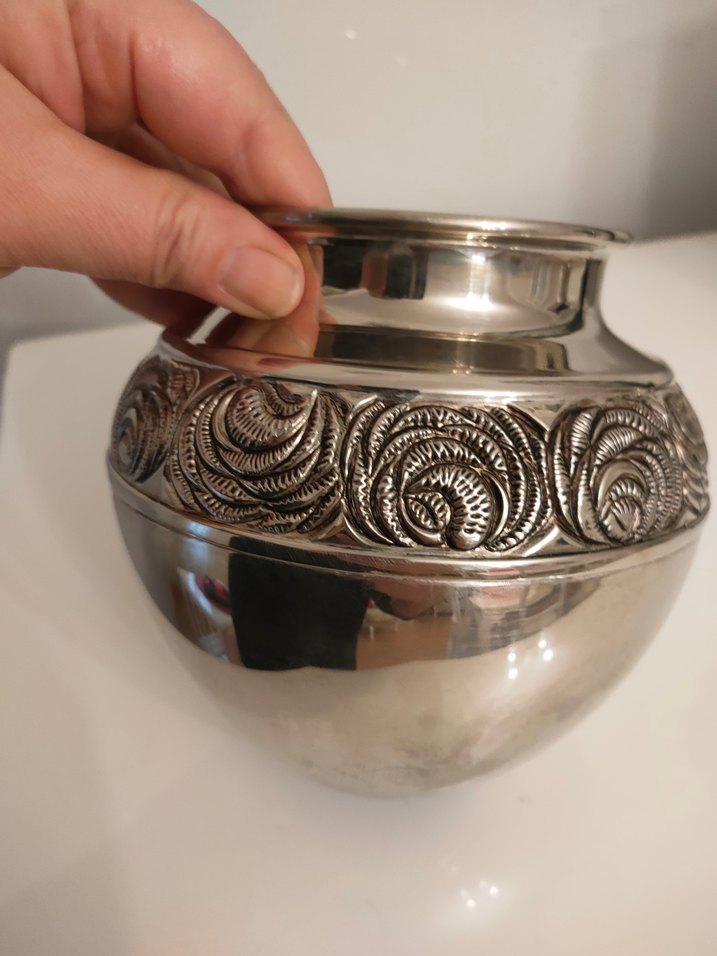 Sntika Gümüş çiçek Desenli Vazo - Görsel 2