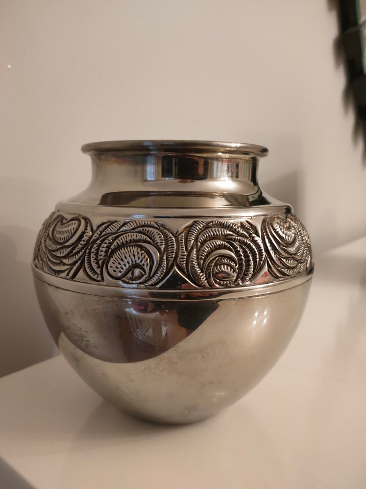 Sntika Gümüş çiçek Desenli Vazo - Görsel 3