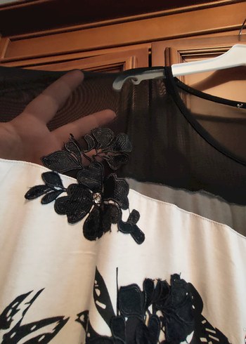 göğüs kısmı tüllü penye tunik - Görsel 2