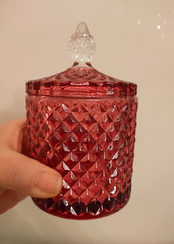 Parlak Kırmızı Renkli kristal Cam Şekerlik - Görsel 3