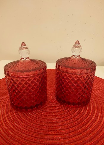 Parlak Kırmızı Renkli kristal Cam Şekerlik - Görsel 2