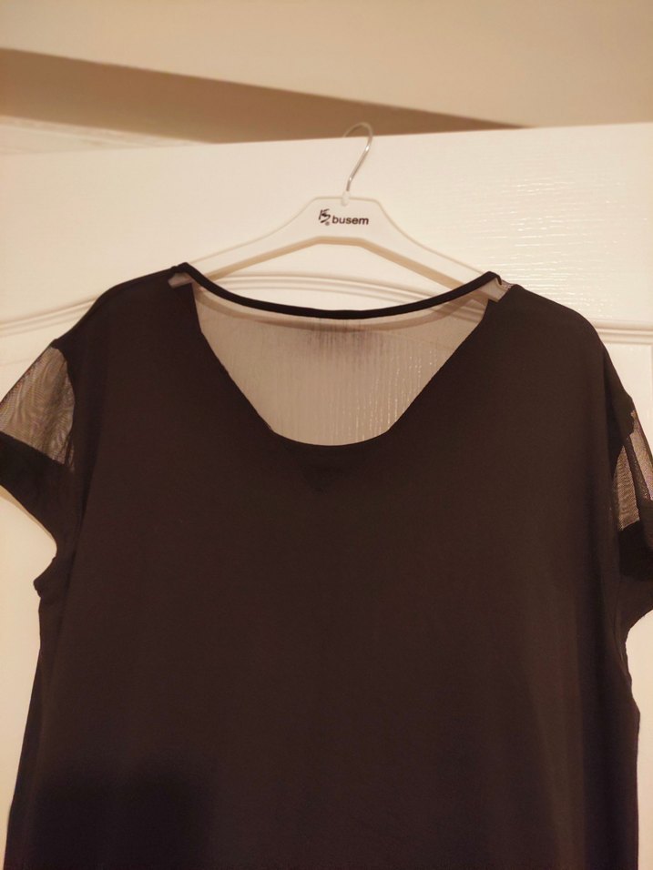 Siyah Salaş Kısa Kollu  Bluz - Görsel 4