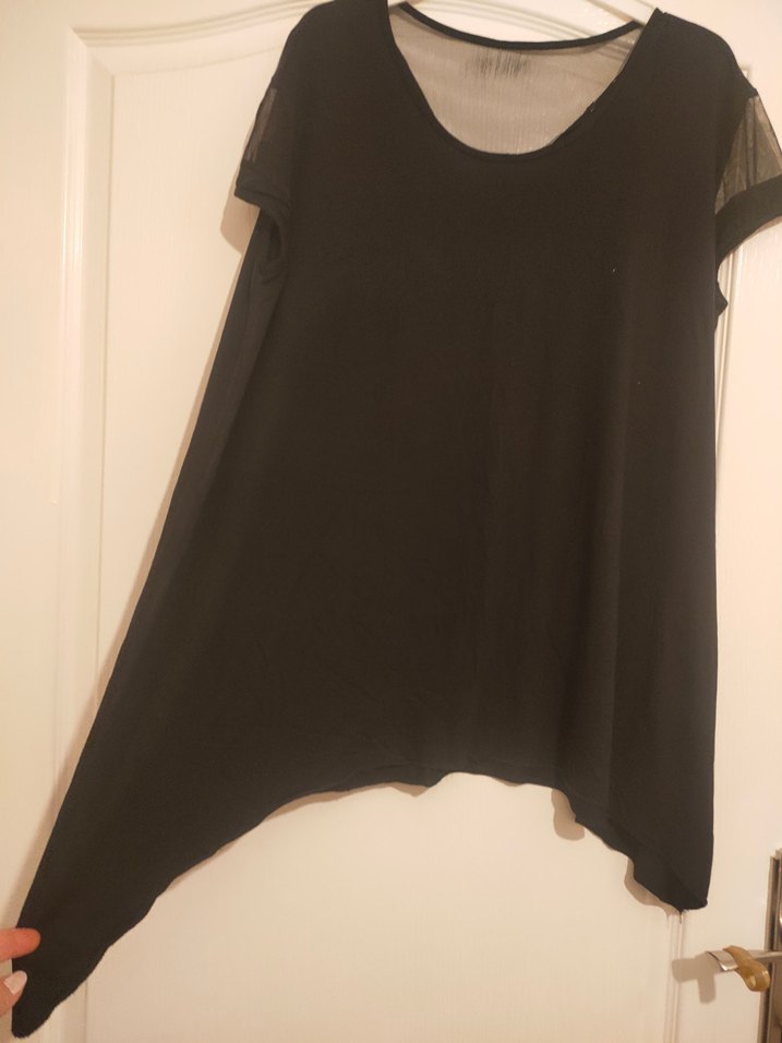 Siyah Salaş Kısa Kollu  Bluz - Görsel 2