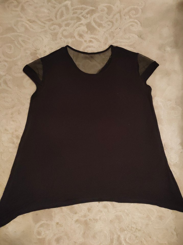 Siyah Salaş Kısa Kollu  Bluz - Görsel 3