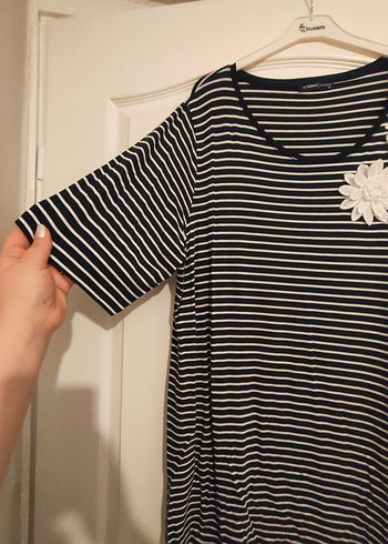 Çizgili, kısa kollu  tişört - Görsel 2