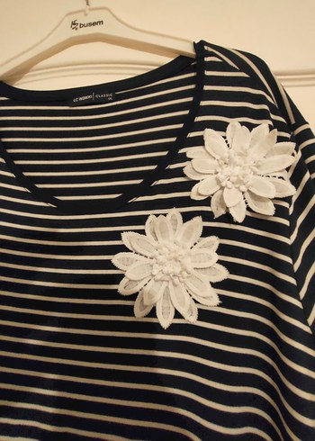 Çizgili, kısa kollu  tişört - Görsel 3