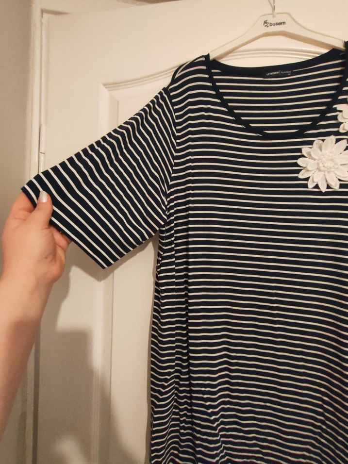 Çizgili, kısa kollu  tişört - Görsel 2