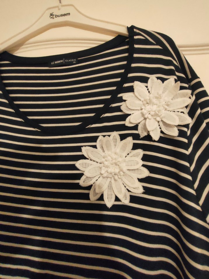 Çizgili, kısa kollu  tişört - Görsel 3