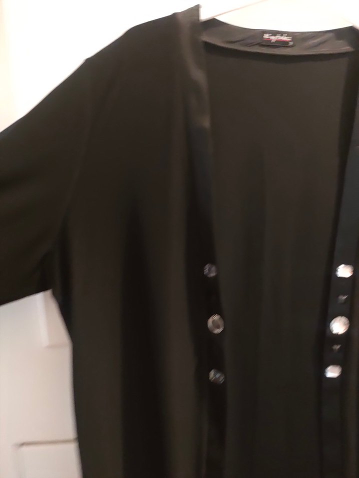 Siyah Uzun taşlı Kadın hırka - Görsel 2