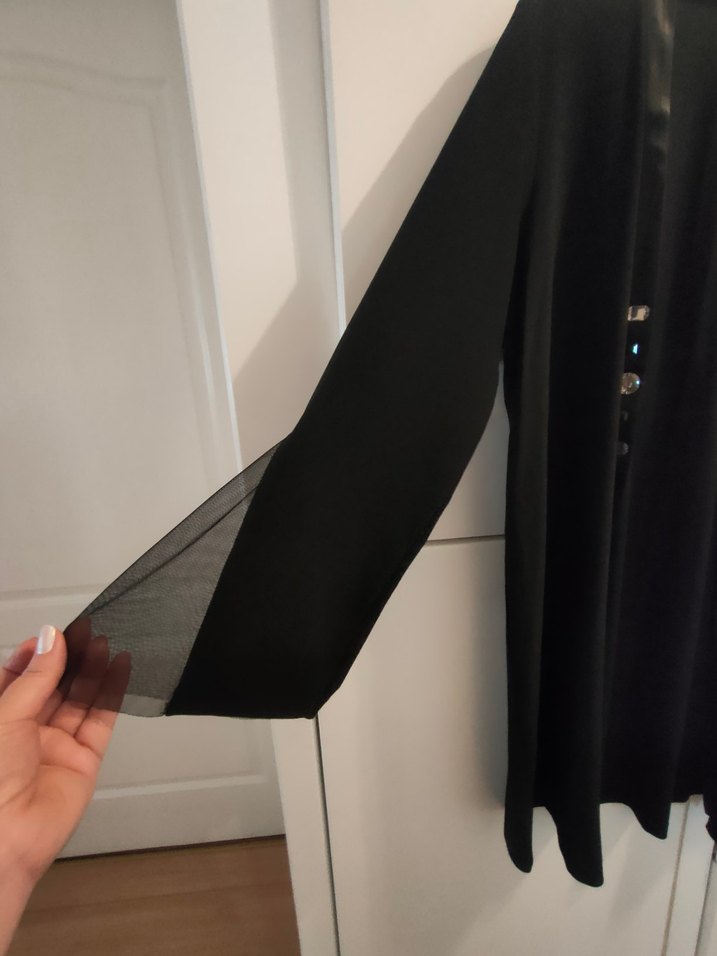 Siyah Uzun taşlı Kadın hırka - Görsel 5