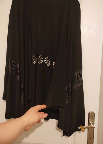 Siyah asimetrik deri detaylı Ceketi - Görsel 2