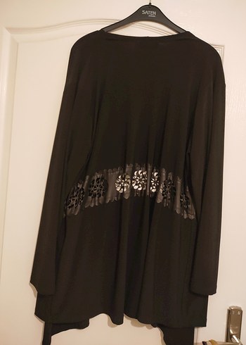 Siyah asimetrik deri detaylı Ceketi - Görsel 3