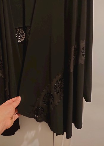 Siyah asimetrik deri detaylı Ceketi - Görsel 4