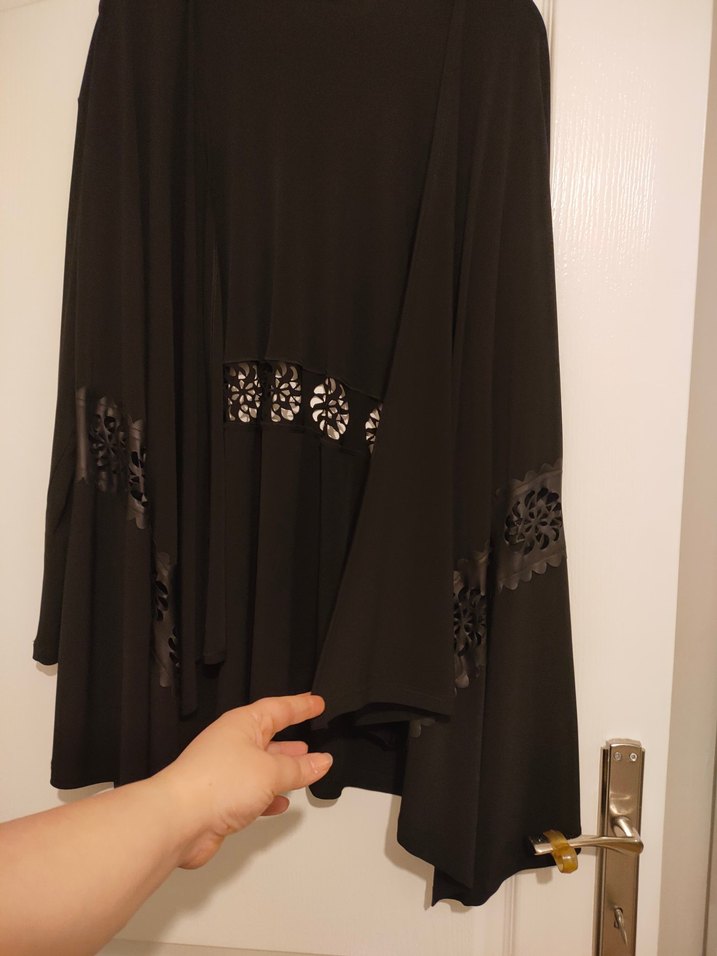 Siyah asimetrik deri detaylı Ceketi - Görsel 2