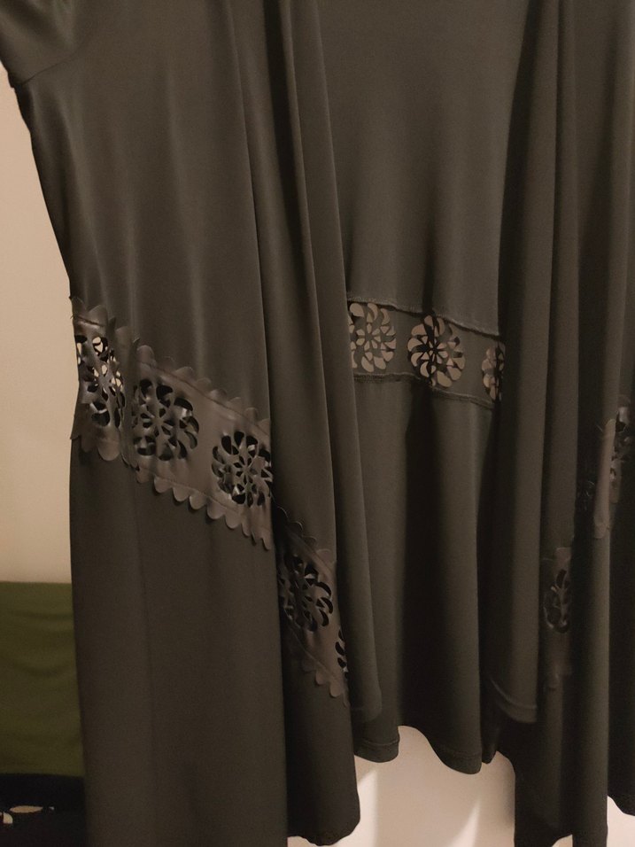 Siyah asimetrik deri detaylı Ceketi - Görsel 5