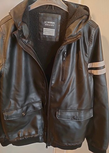 çocuk Erkek Deri Fermuarlı Ceket - Görsel 2