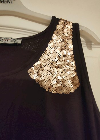 Kahverengi Pullu askılı bluz - Görsel 4