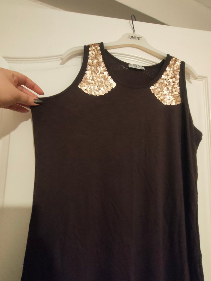 Kahverengi Pullu askılı bluz - Görsel 2