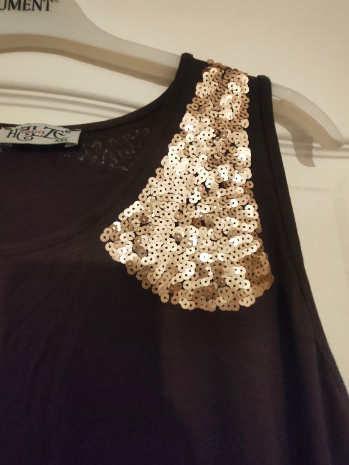 Kahverengi Pullu askılı bluz - Görsel 4