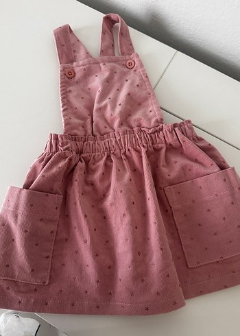 Kız Çocuk Pembe Askılı Düğmeli Elbise koton