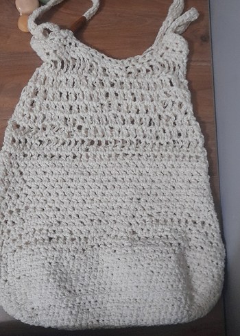 Beyaz Örgü Bohem Kadın Çanta - Görsel 2